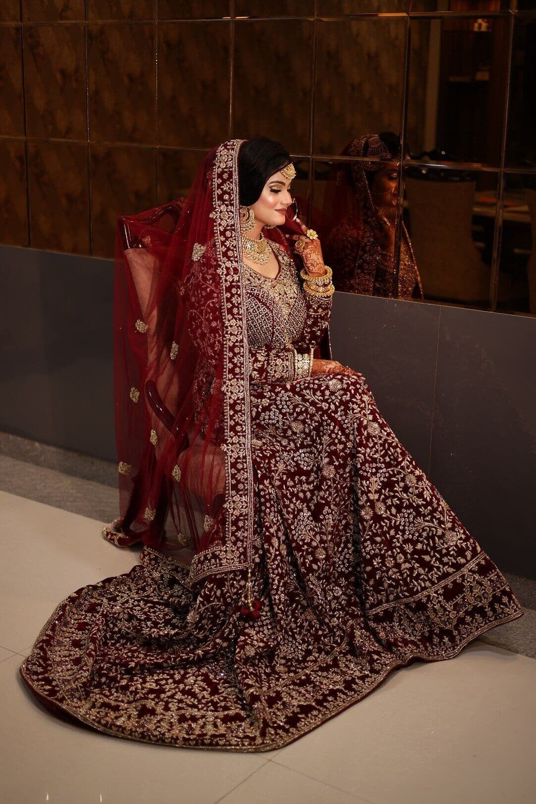 Red Embroidered Maroon Color Embroidery Long Gown, Full Sleeves at Rs 999  in Surat